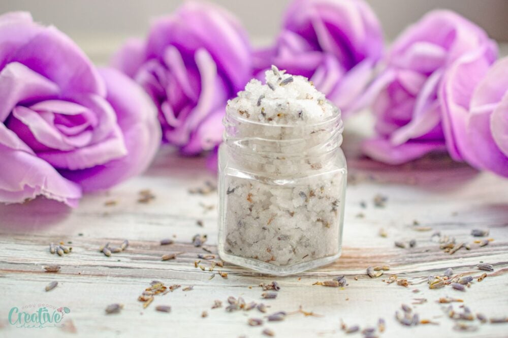 The homemade lip scrub with lavender buds is a perfect balance of nature and luxury.