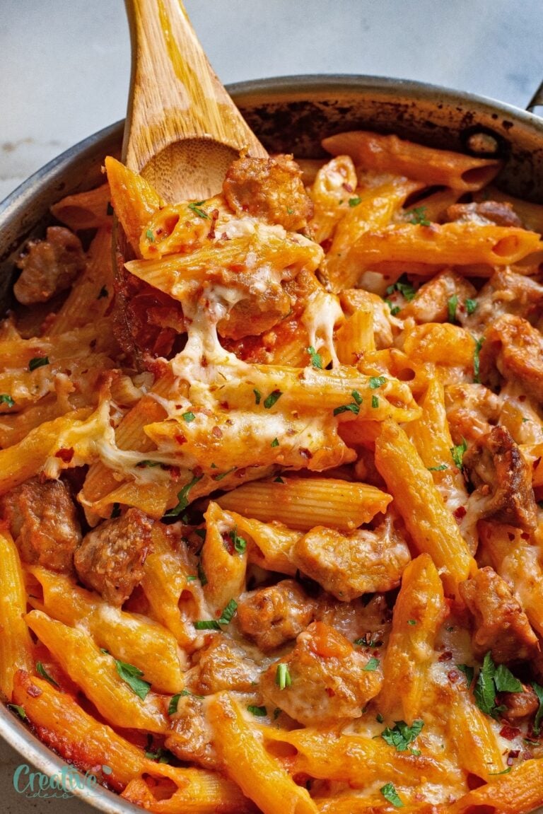 The combination of savory pork with pasta creates a fulfilling dish perfect for any occasion.