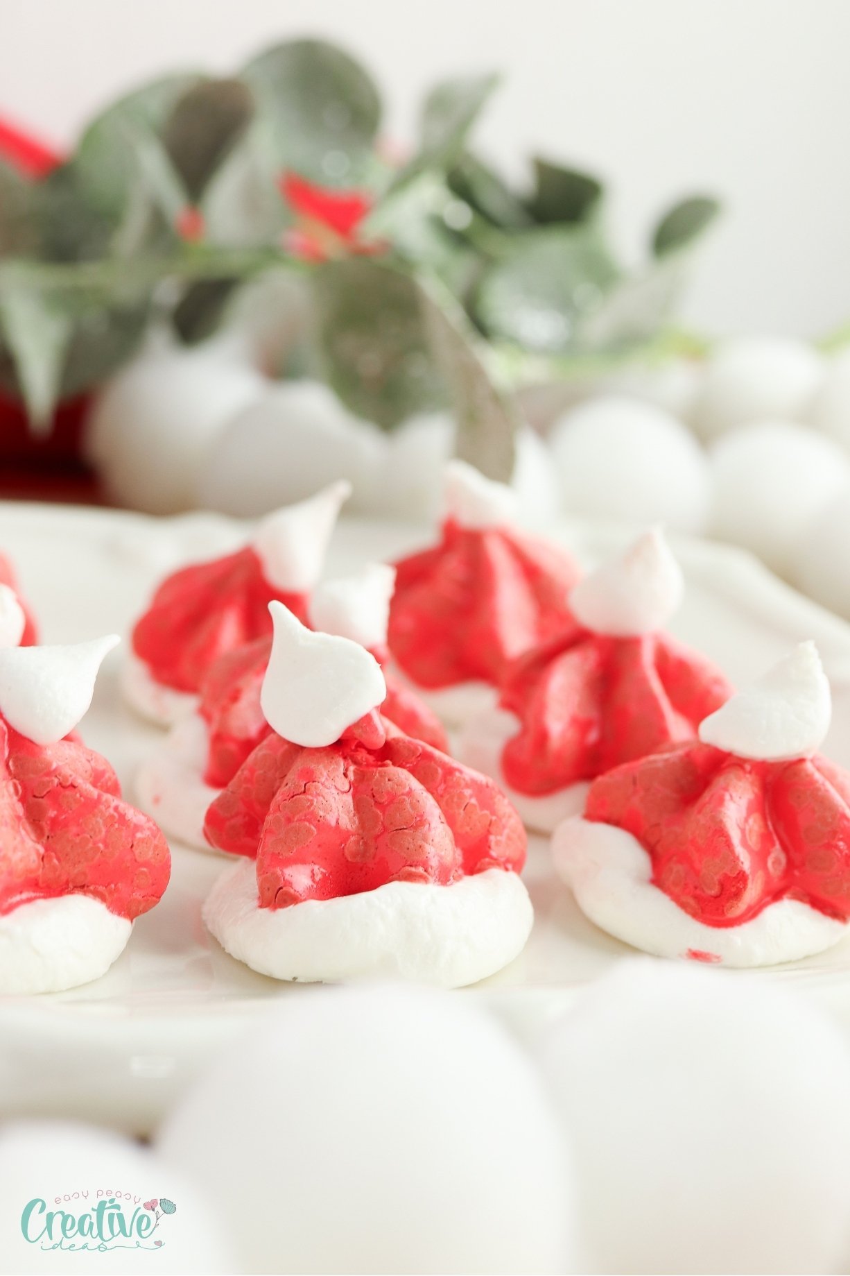 Santa hat meringue cookies