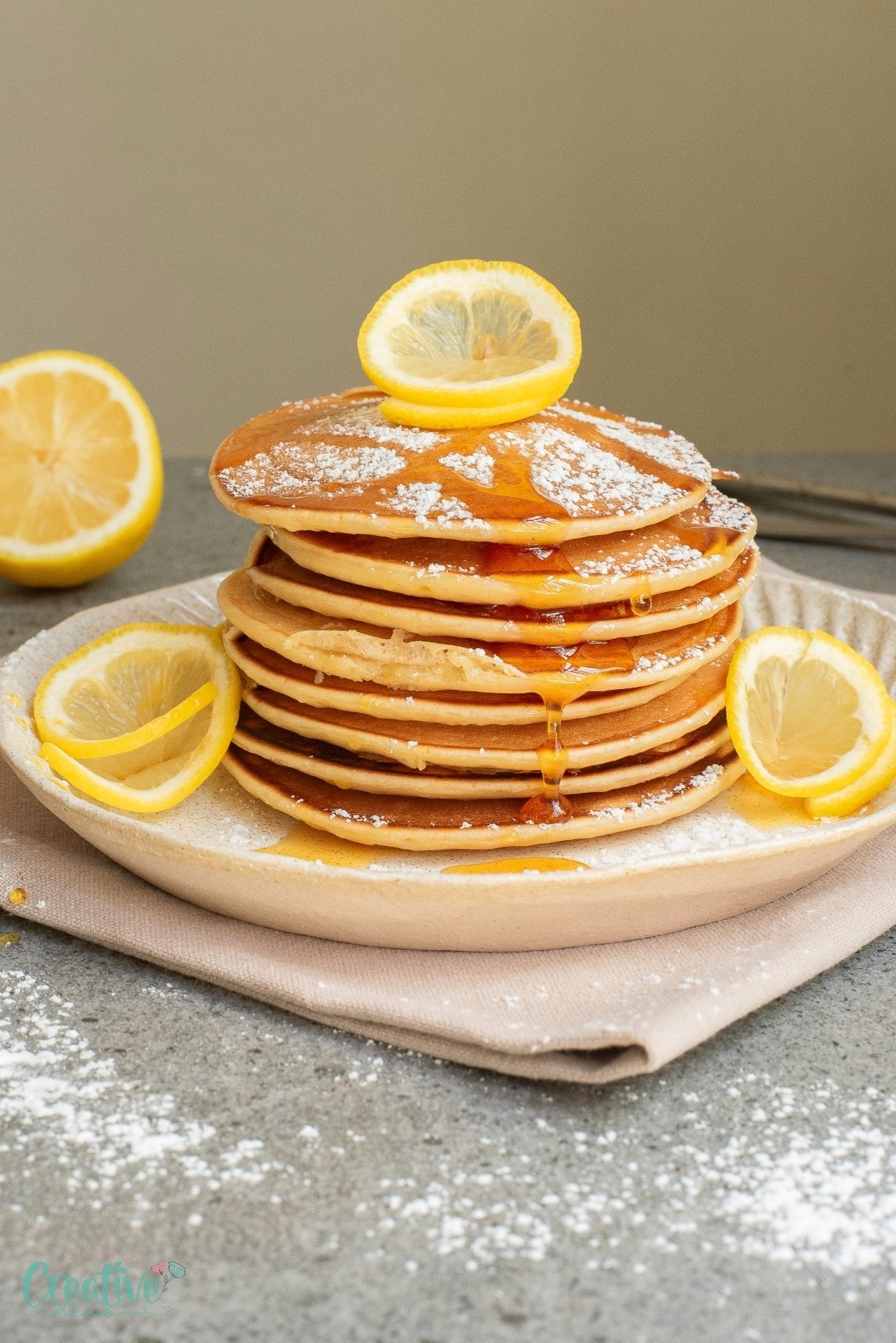 Lemon Greek yogurt pancakes