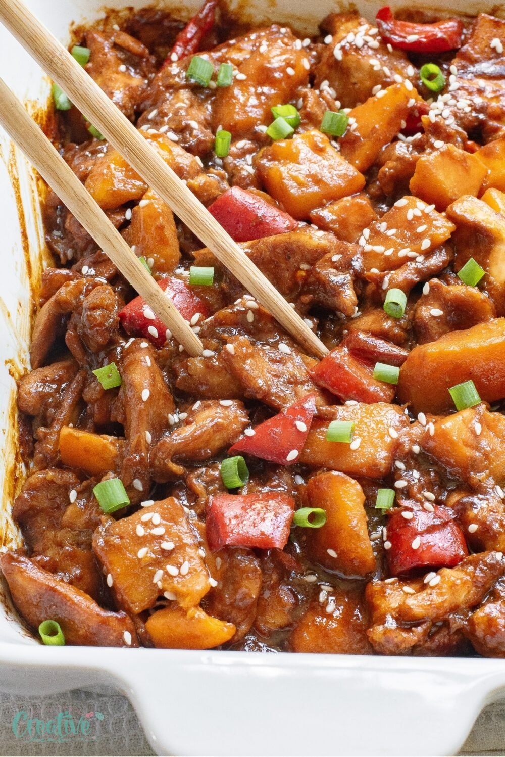 Try these Asian chicken thighs with mango - tender chicken, juicy mango, and a sticky, flavorful sauce.